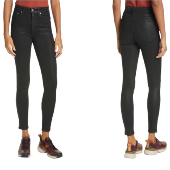 rag & bone Denim - Rag & Bone Nina High Rise Skinny Jean Women's 26 Coated Black Inseam 30.5" Denim